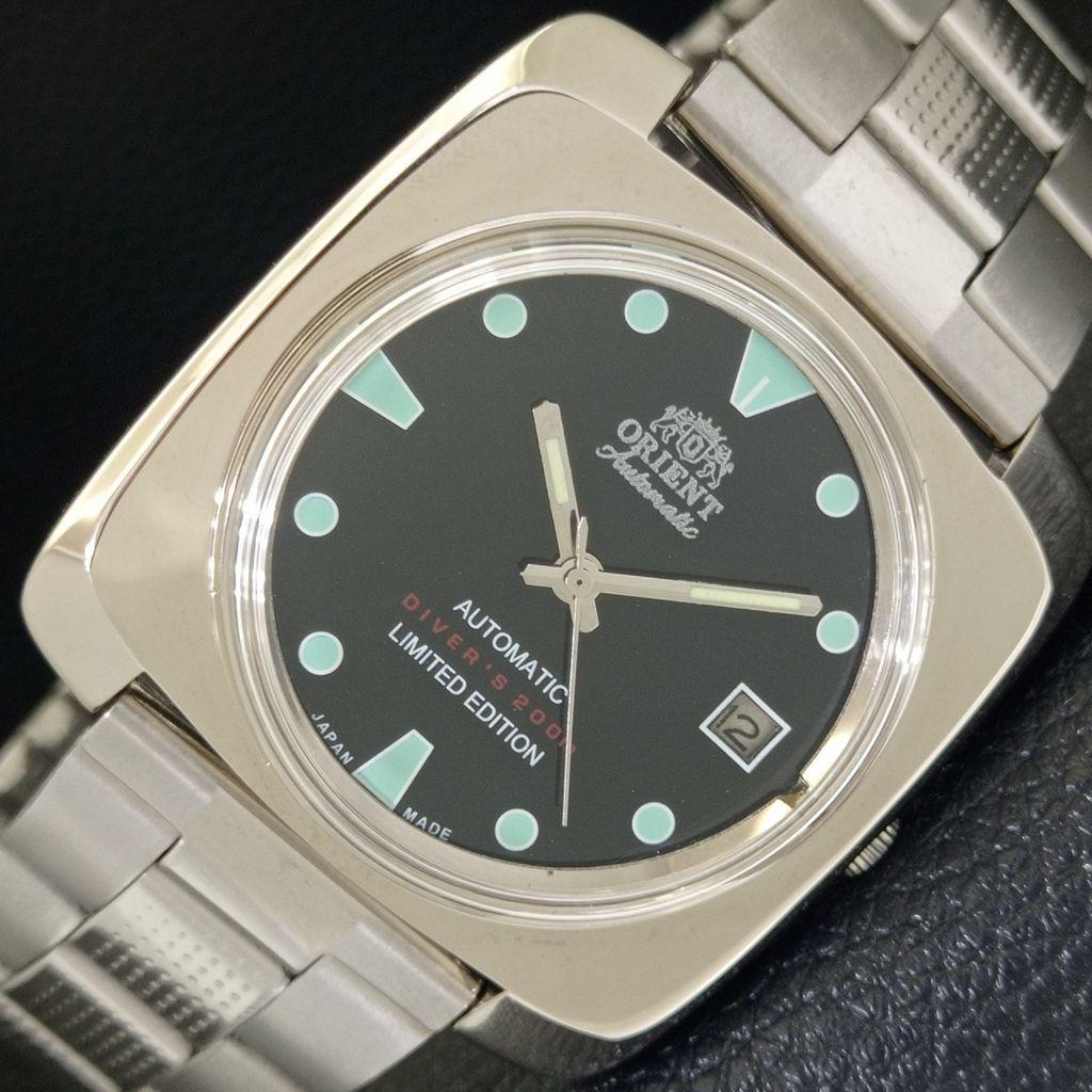 USED AUTOMATIC 46941 VINTAGE ORIENT JAPAN MENS BLACK COLOR DIAL WATCH a702207-5 R123-a702207