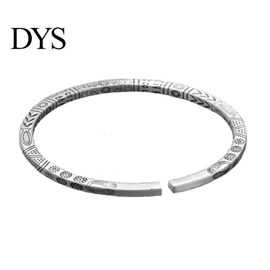 Men Bracelet Opening Adjustable Silver Color Twist Boho Wrist Decoration Easy to Wear Fish Letter Curved Sleeve Jewelry