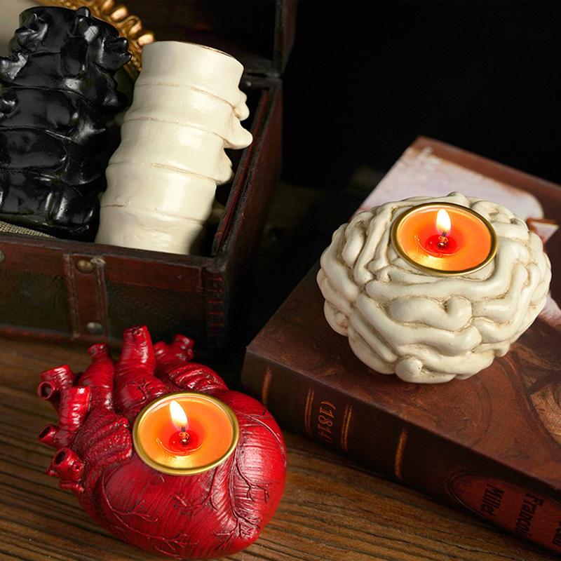 Halloween Candle Holder Decoration Heart Candle Holder Skeleton Candle Holder Brain Ghost Festival Decoration Supplies Props