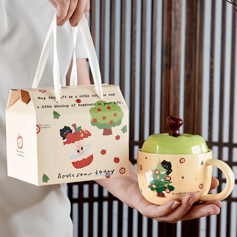 Green Apple Ceramic Gift Mug Gift Bag Pack