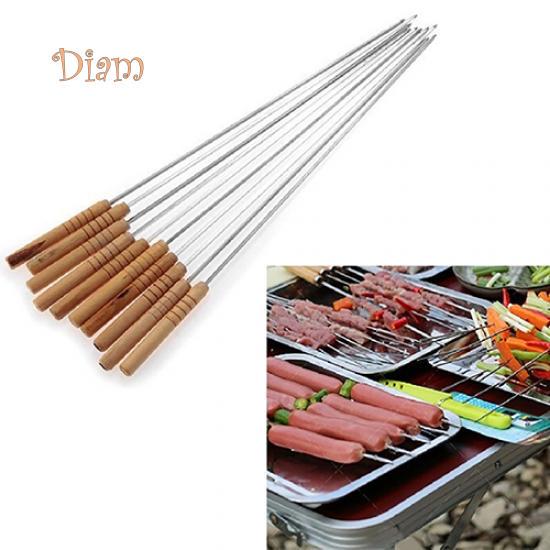 Hara 10 Pcs BBQ Barbecue Roasting Needle Roasting Tools Brochette Tong Kebabe Skewers