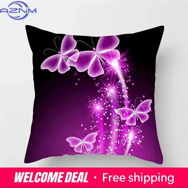 Butterfly Cushion Cover Sofa Chair Animal Flower Pillow Case Home Decor Painted Hugging
