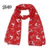 Holiday Elk Snowflake Wrap Christmas Theme Scarf for Women, Glitter Sparkly Foil Reindeer Winter Print Scarves, Lightweight Soft Shawl Fall Cold Proof