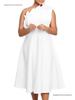 Plus Size Women's One-Shoulder Ruffle High-Waisted Evening Gown Dress