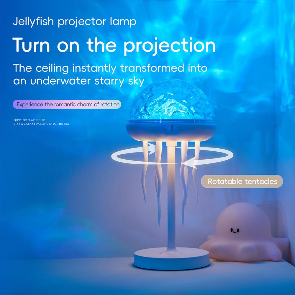 Projection Jellyfish Night Light Adjustable RGB Multiple Colors Jellyfish Table Lamp Ocean Ambient Lighting For Bedroom Decor