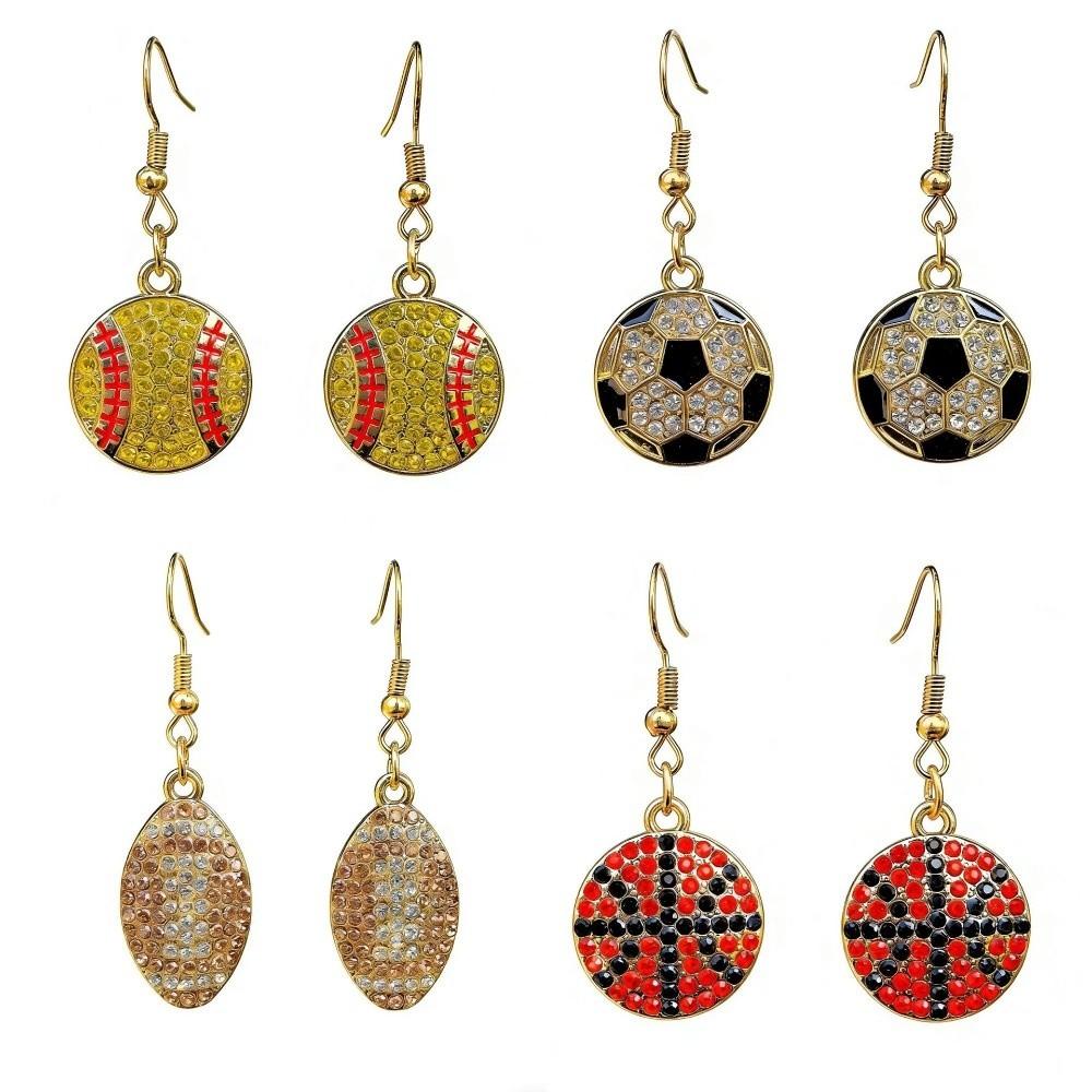 Baseball Football Ear Hooks Rhinestone Ear Pendant Jewelry  Sports Events