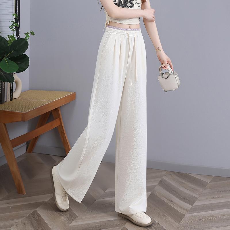 

Новые широкие брюки Ice Silk для весны и лета. Тонкие, с высокой талией, утягивающие, прямые, свободные, длиной до пола, повседневные брюки. 3XL абрикосовый