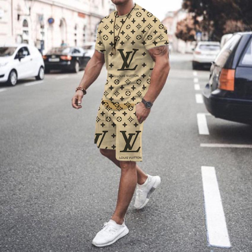 Ensemble T-shirt à manches courtes et col rond pour homme, imprimé 3D de marque de luxe d'été, ensemble short 2 pièces de haute qualité, décontracté, street, sportif
