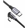 UGREEN kabel USB C ve tvaru písmene L, kompatibilní s PD, 60W/3A, rychlé nabíjení, zabránění odpojení, kompatibilní se zařízeními USB-C, jako je chytrý telefon Android