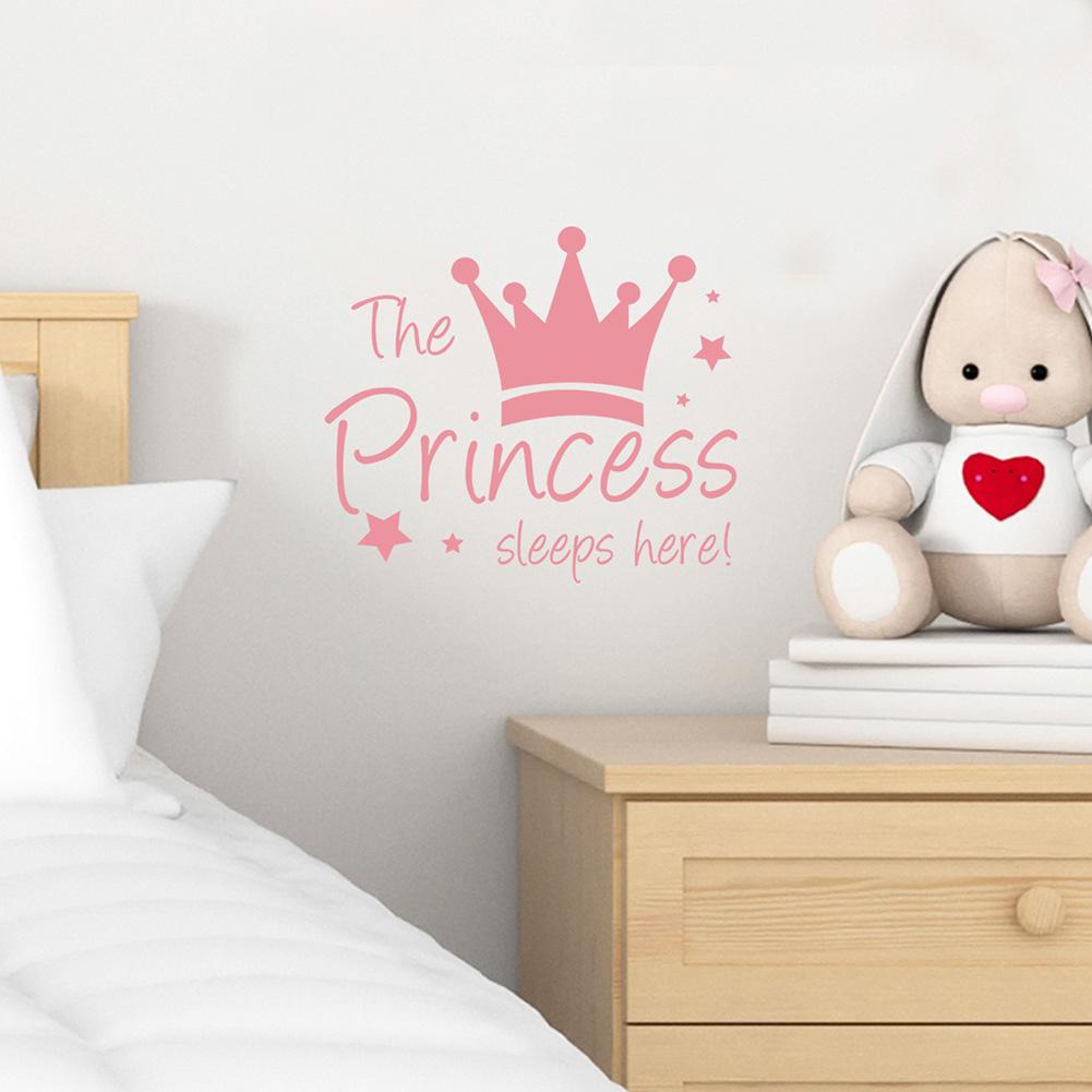 Baby Wall Sticker Crown Mural Background Kids Living Room Removable Decal The Prince Sleep Here Princess Bedroom Decor