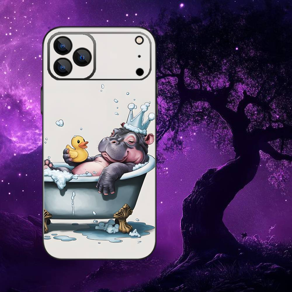 Cute Hippo Hippopotamus  Phone Case For iPhone 17,16,15,14,13,12,11,Pro,Max,Plus,E,Air,Mini Protective TPU Cover
