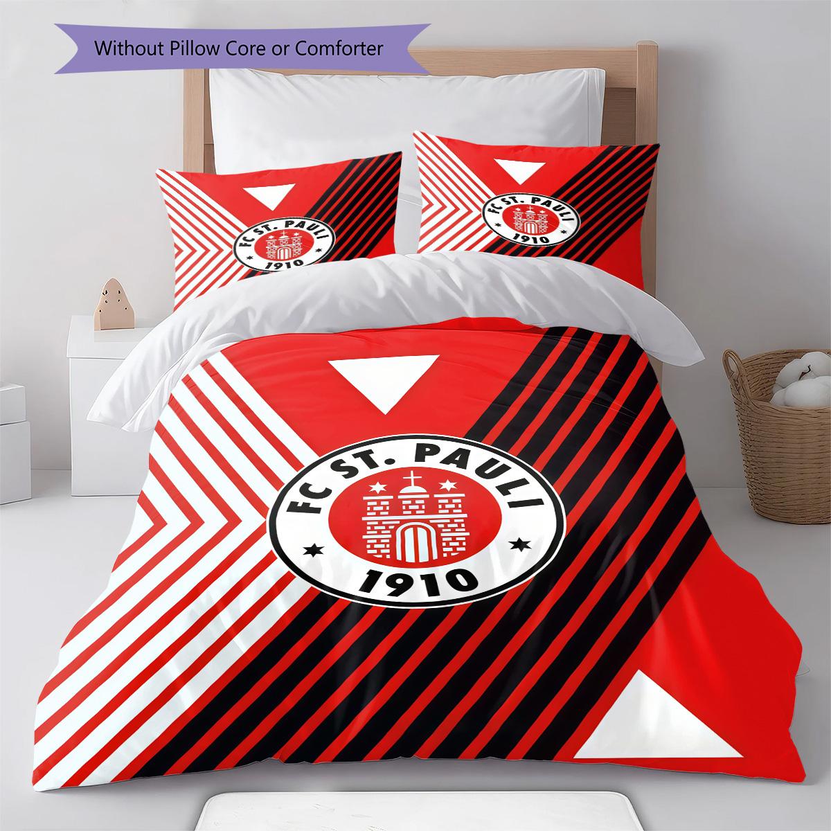 St. Pauli Bettwäsche Steppdecke Set Bettbezug Kissenbezug Heimdekoration Geburtstagsgeschenk (1 Bettbezug + 2 Kissenbezüge, ohne Füllung) 135x200cm