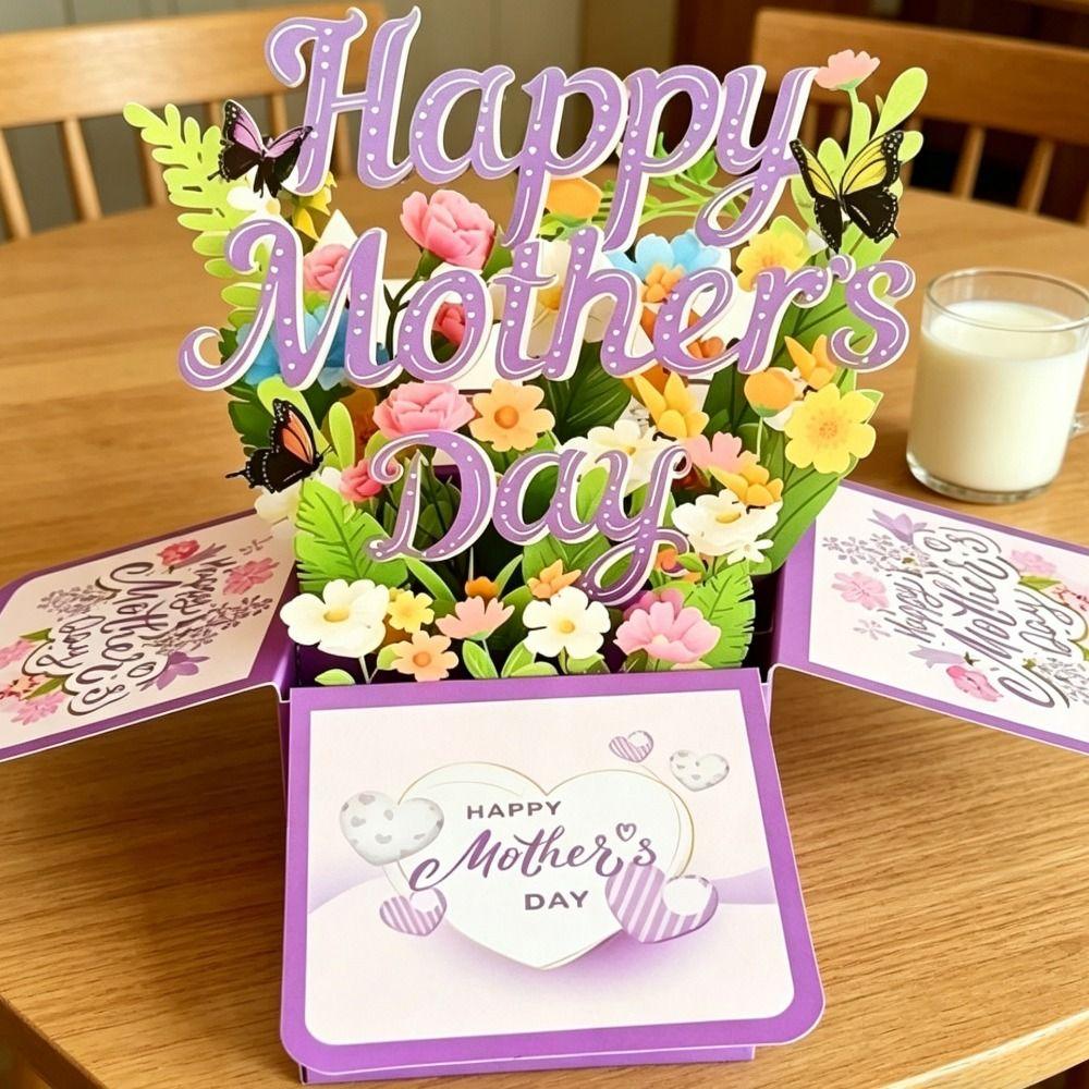 Butterfly Mom Greeting Card Flower Flower Pop Up Card 3D Mother's Day Card Party Decoration