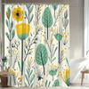 1Pc Floral Plant Pattern Shower Curtain Fresh And Natural Bathroom Decoration Polyester Fabric Contains 12 Hooks