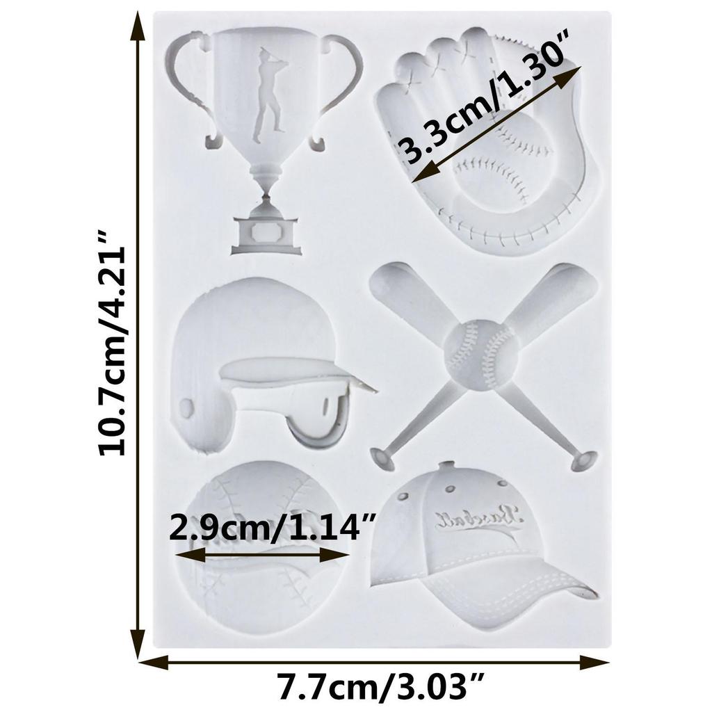 Baseball Cap Bat Silicone Molds Basketball Football Helmet Fondant Mold Cake Decorating Tools Cupcake Topper Candy Resin Clay Chocolate Gumpaste Mold