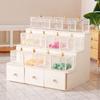 Tiered Display Shelf Wood Tiered Realistic Featured with Functional Drawer for 1/12 Scale Doll House Display Accessories
