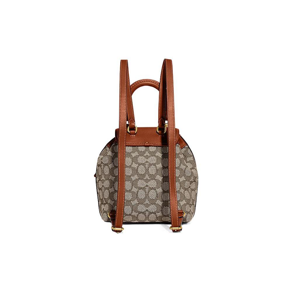 New COACH Riya Fabric With Leather Backpack Medium Size Women's Tan CH591-B4TA7