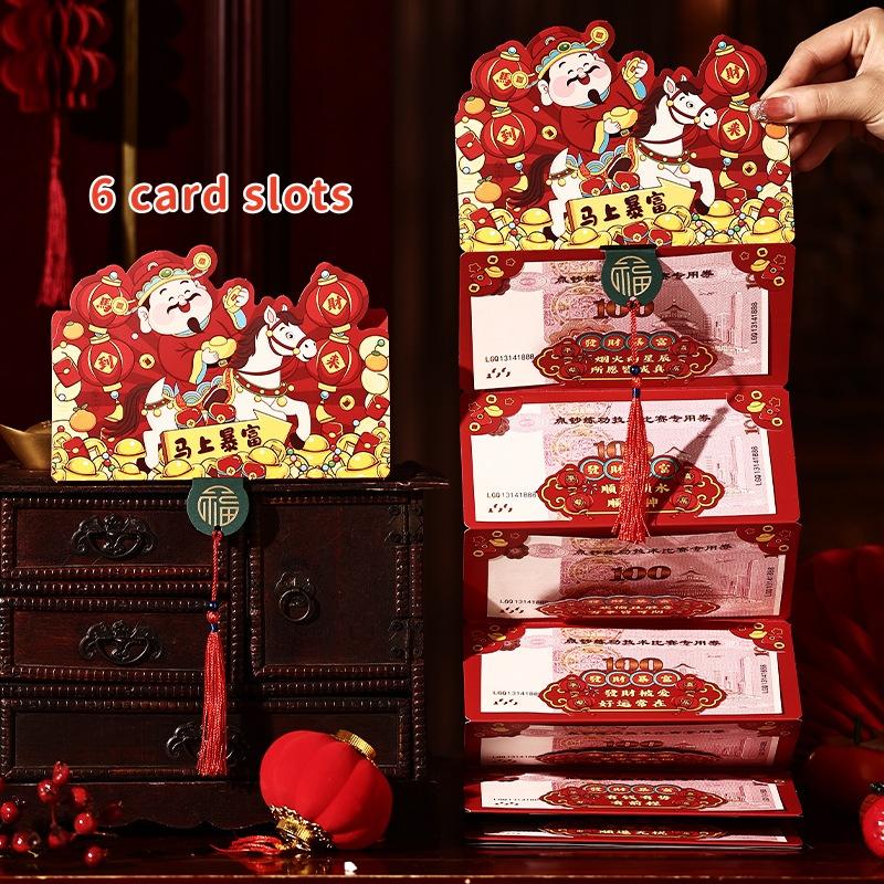 Cartoon Chinese  Year Folding Red Envelopes Horse Year Lucky Money Pockets Chinese Traditional Lucky Red Bags Kids Gifts