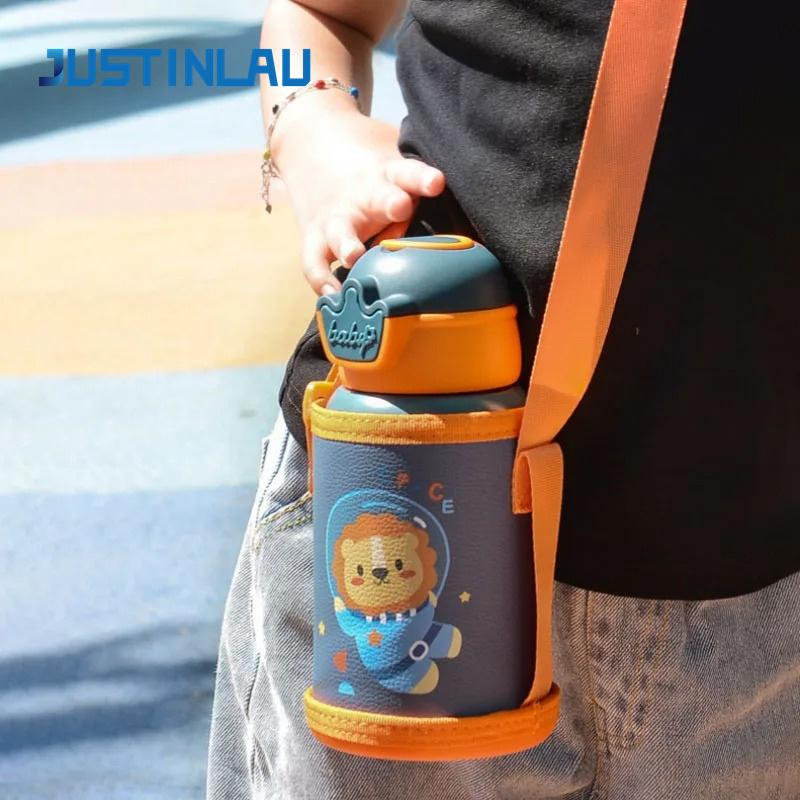 480ml Thermos Bottle Cute Children's Thermal Water Bottle with Straw Kids Stainless Steel Thermos Mug for Kid Portable Water Cup