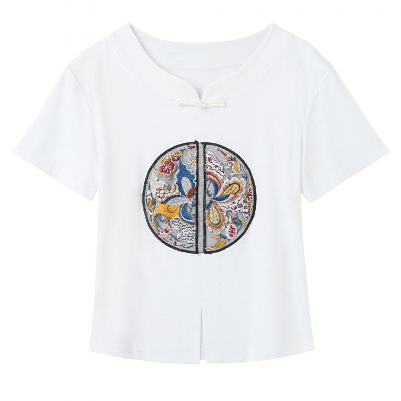 2024 Women's Chinese Style Dancewear: Short Sleeve Fitness Casual Top