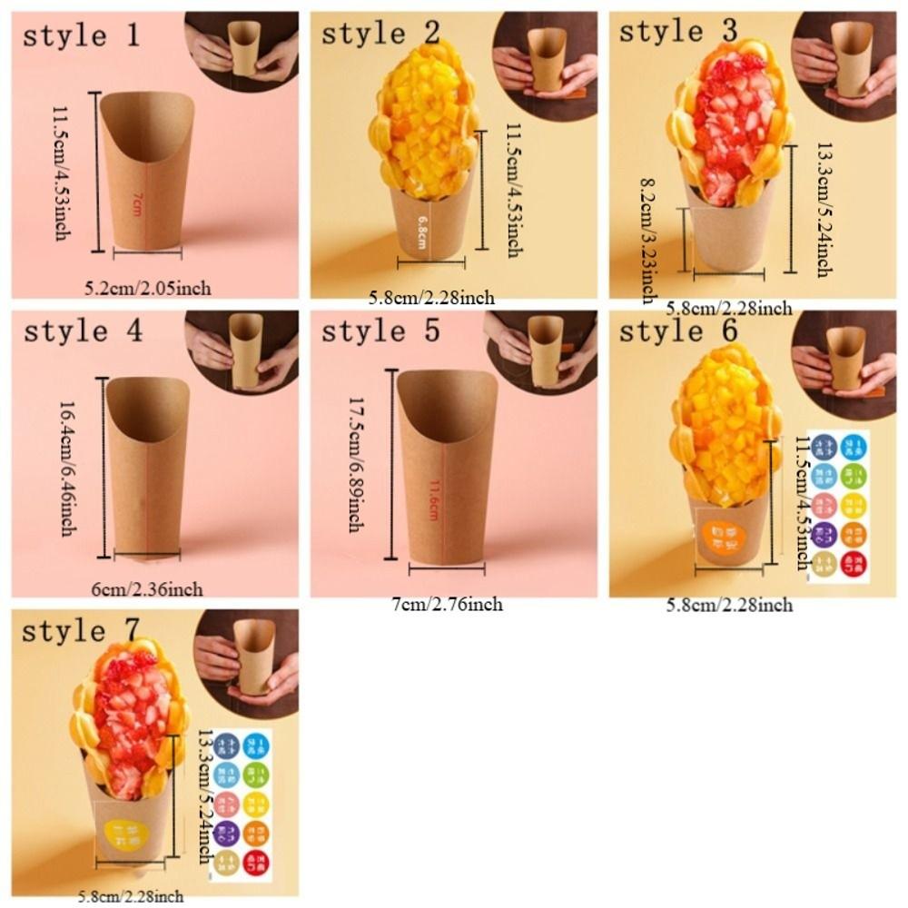 50PCS Oil-proof Disposable French Fry Cup Water Proof Eco-Friendly Kraft Paper Slanted Mouth Cup Thickened Multi-functional