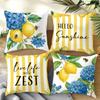 4 Pezzi, Federe Cuscino Estate Limone Ape Ortensia, Lato Singolo, Chiusura con Cerniera, Poliestere Lavabile - Perfette per Divano, Soggiorno, Decorazione Camera da Letto