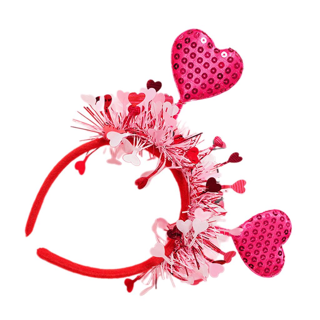 Valentines Day Headband for Woman with Sequins Heart Delicate Headbands Anti Slip Headbands Sweet Girls Prom Supplies