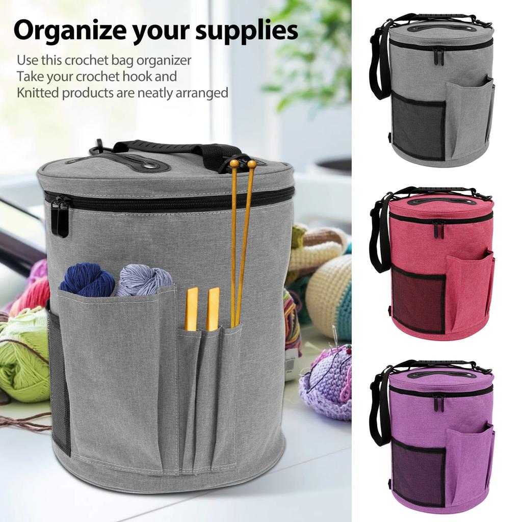 New Foldable Yarn Storage Bag Portable Crochet Bags with Shoulder Strap Crochet Tote with Handle for Knitting Supplies Crafting