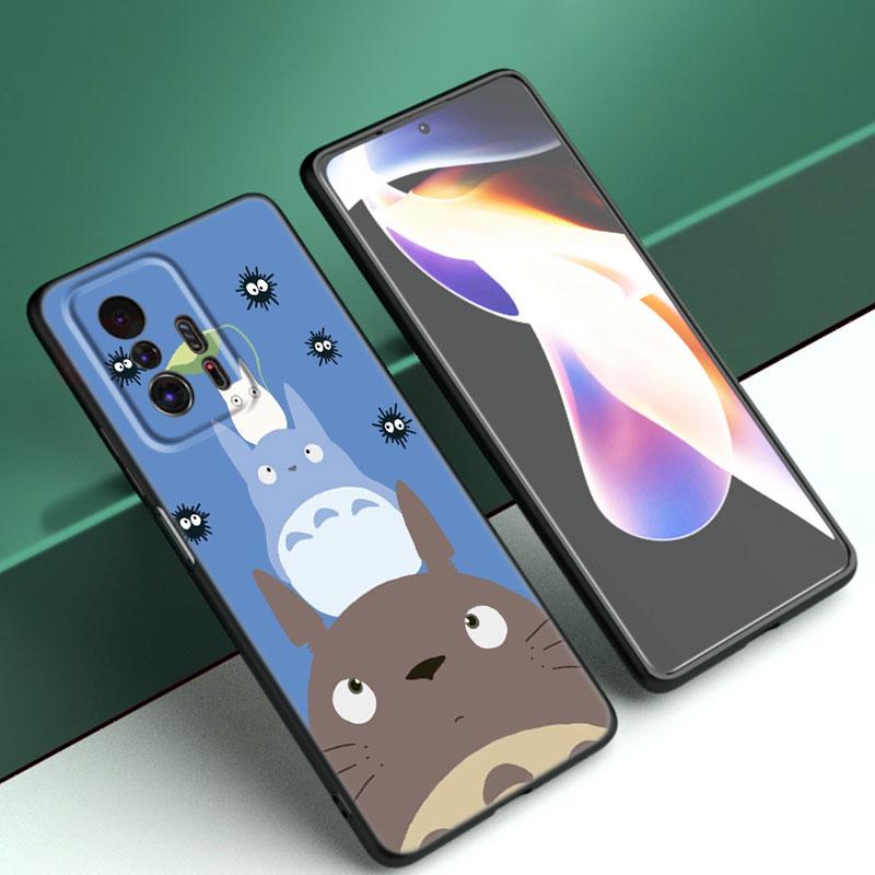 Studio Ghibli Totoro Phone Case For Xiaomi Mi A2 8 9 SE Note 10 10T 11 12 Lite 9T 11T 12S 12T Pro A3 6X 12X Soft TPU Black Cover