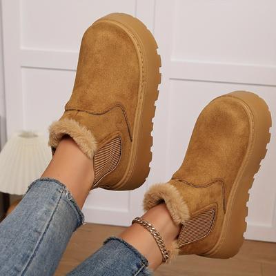 Μεγάλες Χοντρόσολες Μπότες Χιονιού, Χειμώνας με Βελούδινες Ζεστές Μπότες, Μοντέρνα και Ευέλικτα Παπούτσια Μονόχρωμα