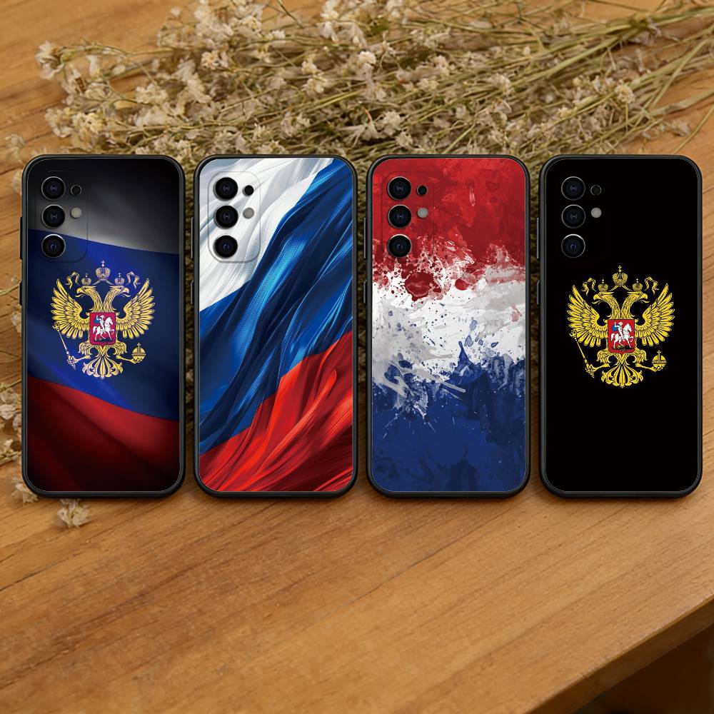 Russia F-Flag Phone Case Black Silicone Soft For Samsung S25,S24,S21,S22,S23,S30,Ultra,S20,Plus,Fe,Lite