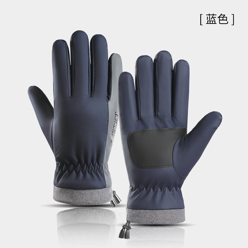 Autumn and winter ski gloves men's outdoor cycling sports windproof waterproof piled thickened touch screen skin gloves
