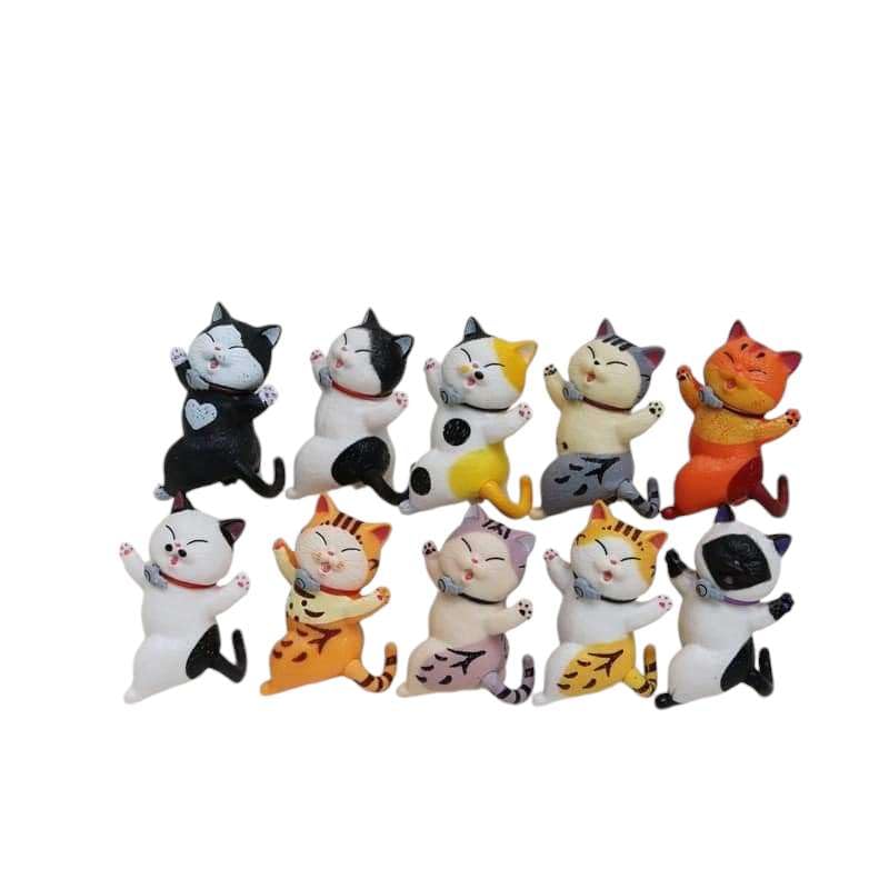 Set of 10 Dancing Cat Beckoning Good Set [BlackCoco] Figurines, Statues, Cats, Fortune, Healing, 10-Piece (Product Code 10)