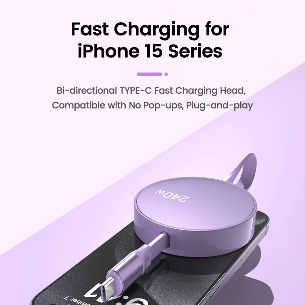 Retractable PD 240W USB Type C to Type C Fast Charging Cable Mobile Phone Data Cord USB C to USB C For iPhone 16 Samsung Xiaomi