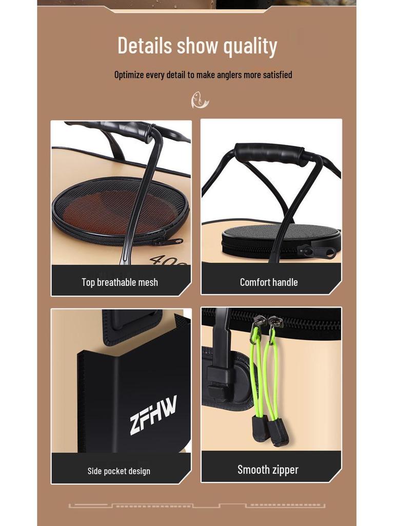 Foldable Live Fish Bucket - Portable Fishing Bag/Box for Wild Fishing