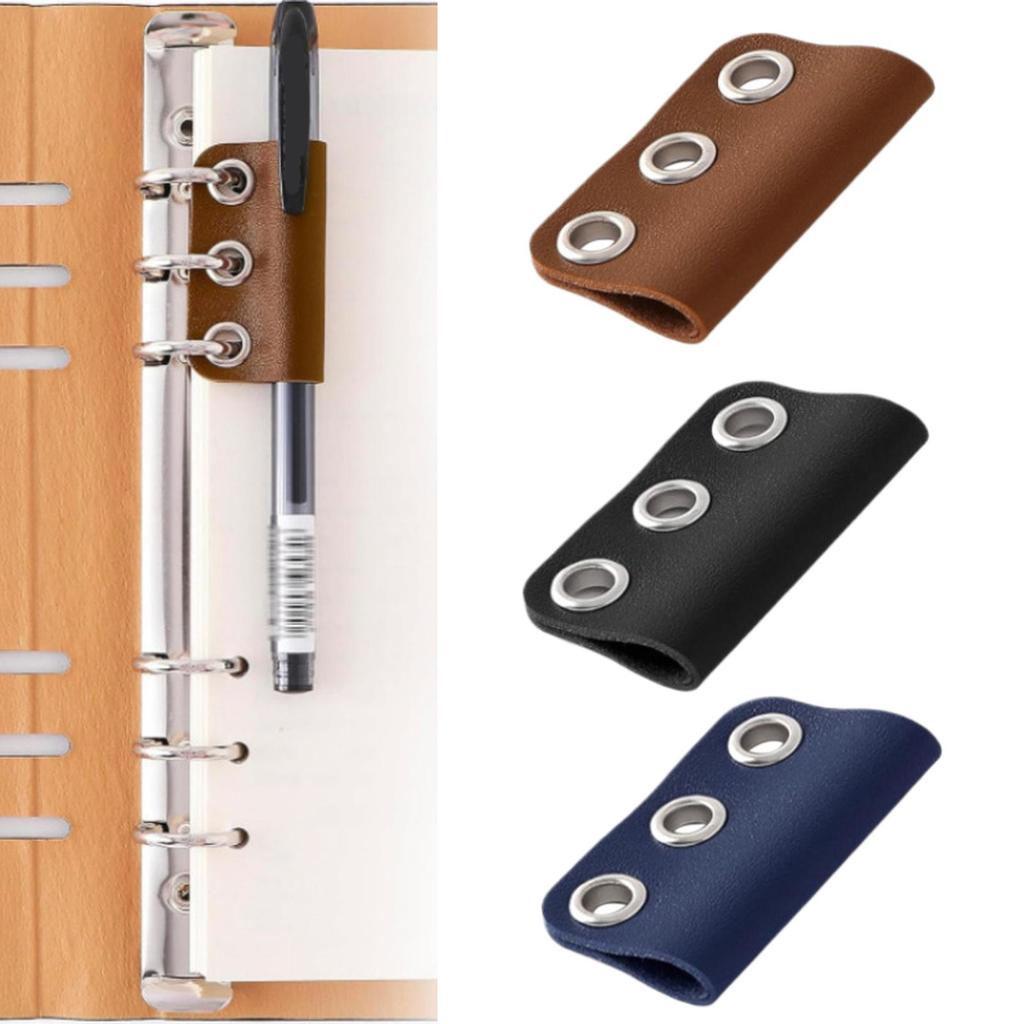 Pen Holder Clip For Journal PU Leather Loose-leafs Notebook Pen Clip Pencil Loop Holder For Home School Pen Fixed Clamp