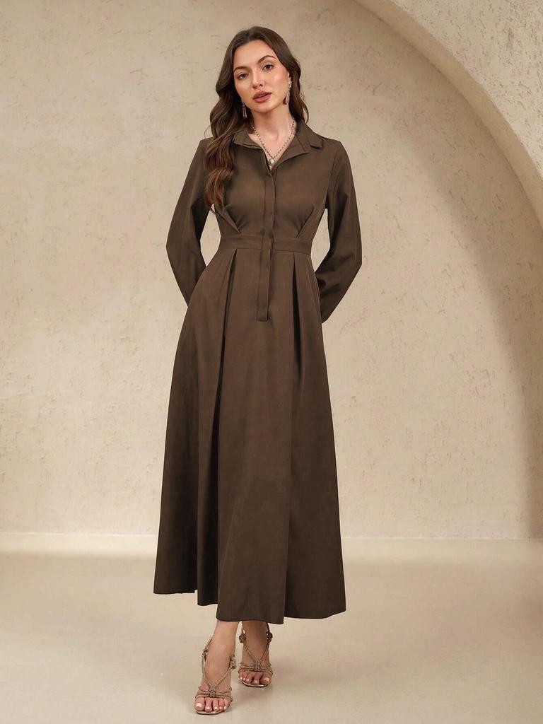 Elegant Long Sleeve Autumn/Winter Maxi Dress with Big Swing Skirt