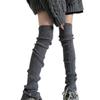 Japanese Ballet Styles Thigh High Leg Warmer Ribbed Knitted Split Buttons Over Knee Footless Socks for Fashionable Women