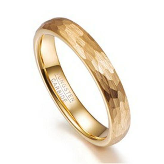 Elegant 4MM Gold Faceted Tungsten Ring, US Sizes 5-12