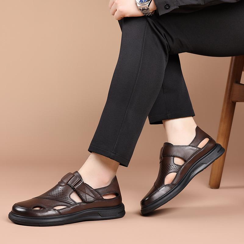 Luxury Mens Sandals High Quality Genuine Leather Business Sandals Hollow Out Leather Sandal Outdoor Casual Beach Sandals for Man