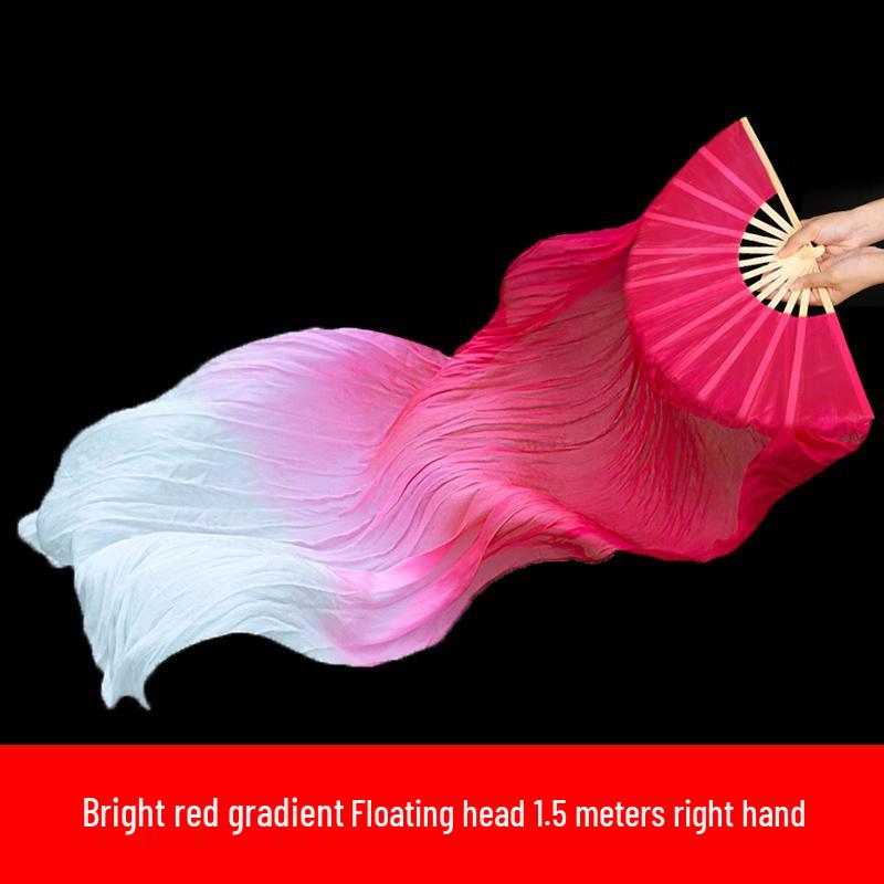 Oboustranný dlouhý hedvábný taneční vějíř se stuhami pro vystoupení Yangko a tance na náměstí