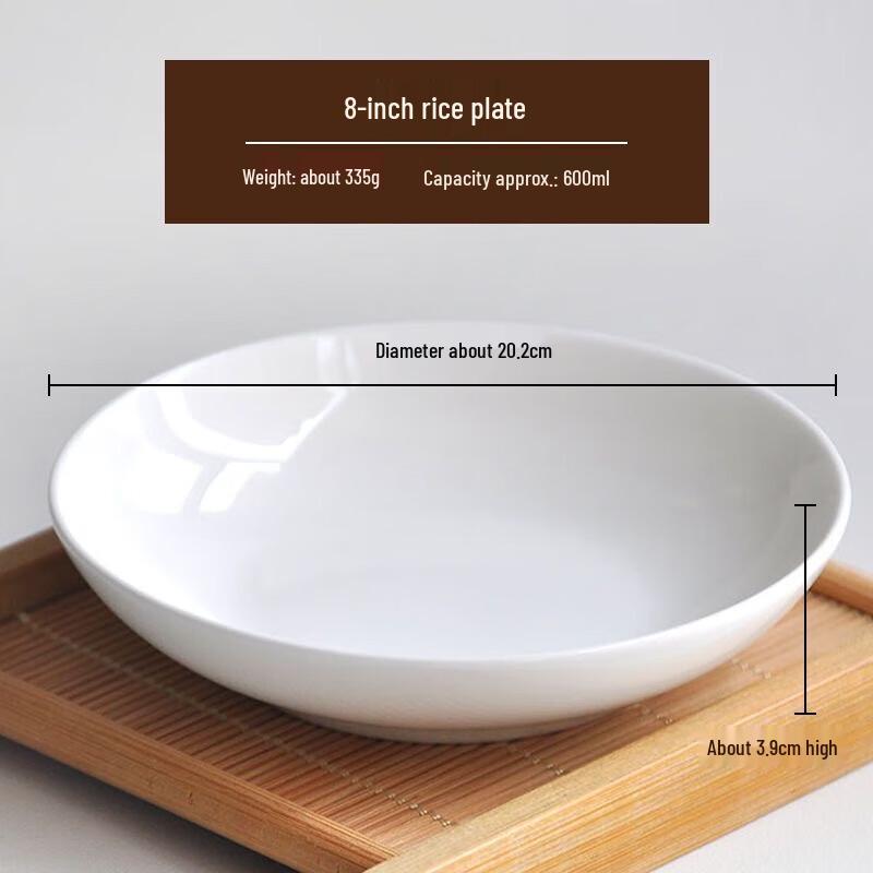 PHMI 8-inch Pure White Ceramic Underglaze Plate Set