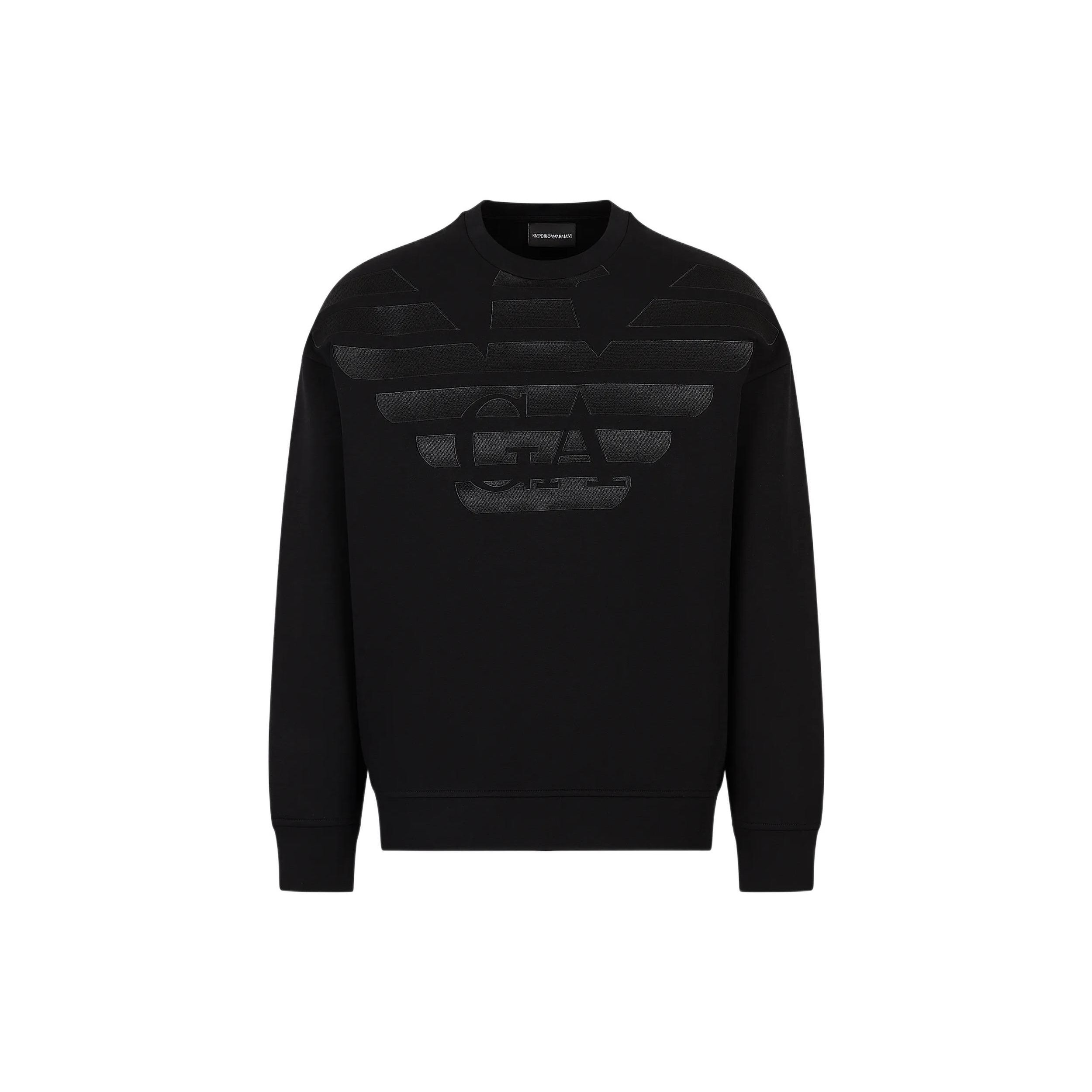 Emporio Armani Lente/Zomer 23 Logo Print Ronde Hals Lange Mouwen Sweatshirt Heren sweatshirt Zwart 3R1MDH-1JHSZ-0094 L black