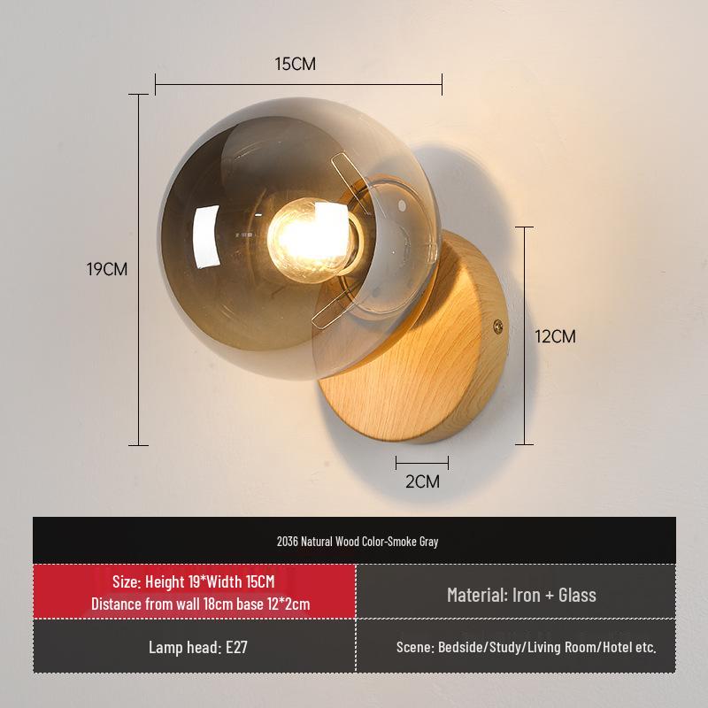 

Сучасний дерев яний та скляний настінний світильник для входів у ресторан, сходову клітку або вітальню Without Bulb