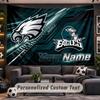 Wall Hanging Tapestry Custom NamePhiladelphia Eagles Pattern Personalized Printed Fabric Wall Decor