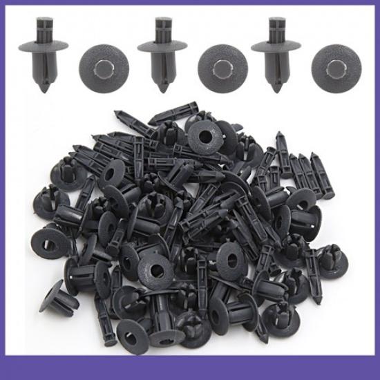 FIFTY 8mm Hole Plastic Push Type Rivet Fastener Door Bumper Pin Clips Universal