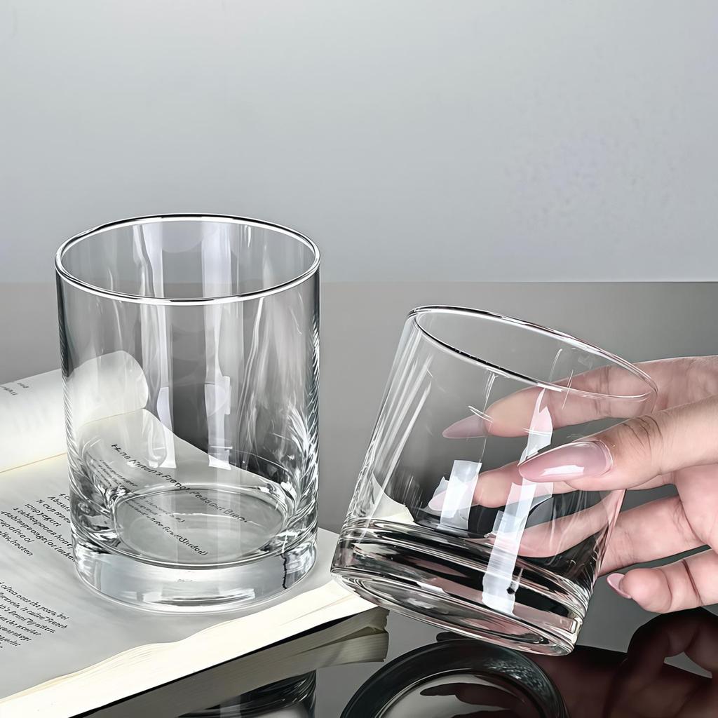 Thick-Bottomed Whiskey Glass - Stylish Multi-Use for Liquor, Coffee, and Wine with Ice Ball Feature
