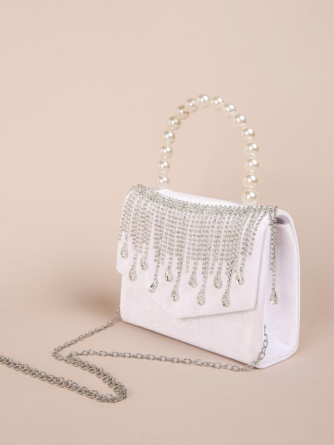 

Роскошная Вечерняя Сумка-Клатч, Элегантная Ручка из Искусственного Жемчуга, Банкетный Кошелек, Женская Сумка к Платью для Свадебной Вечеринки, Выпускного Mini(Max Length 20cm)