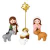Holy Family Nativity Scene Figurine Set for Christmas Decors, Resin Cartoon Manger Scene Animals for Small Tabletop Space, Shelves, Mantels, Cabinets,