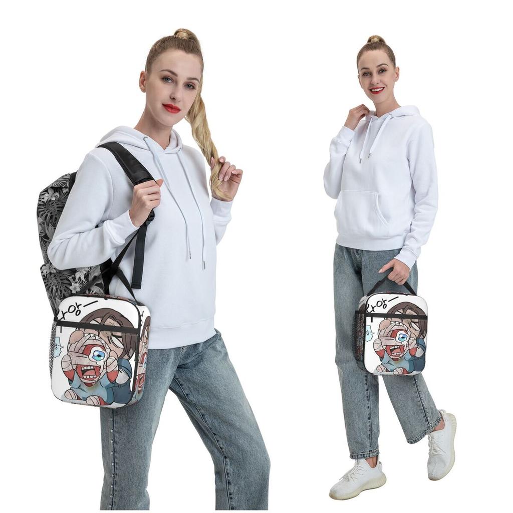 Captain Curly Mouthwashing Game Insulated Lunch Bag for Women Kids Portable Food Boxes Thermal Lunch Box Tote